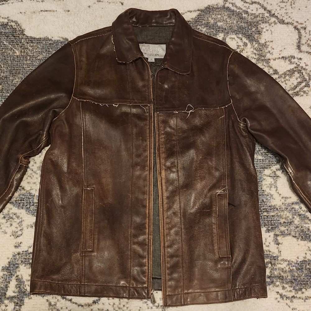 Vintage Wilson's Leather Distressed Brown Leather Jacket Medium (fits Large)